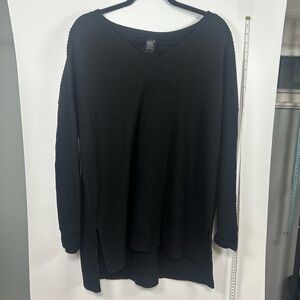 Lildy Black Waffle Knit Tunic Women’s L-XL